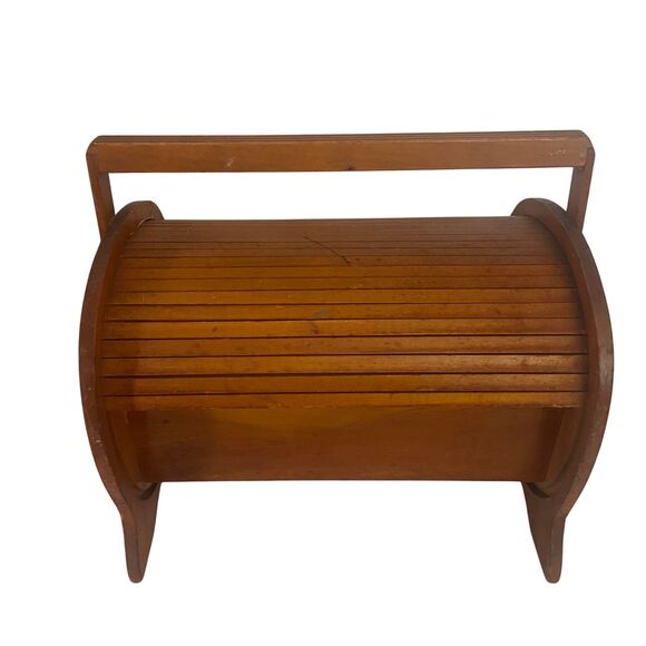 Vintage Cedar Wood Sewing Box w/ Rolltop Cover MCM 1960’s - Picture 7 of 8